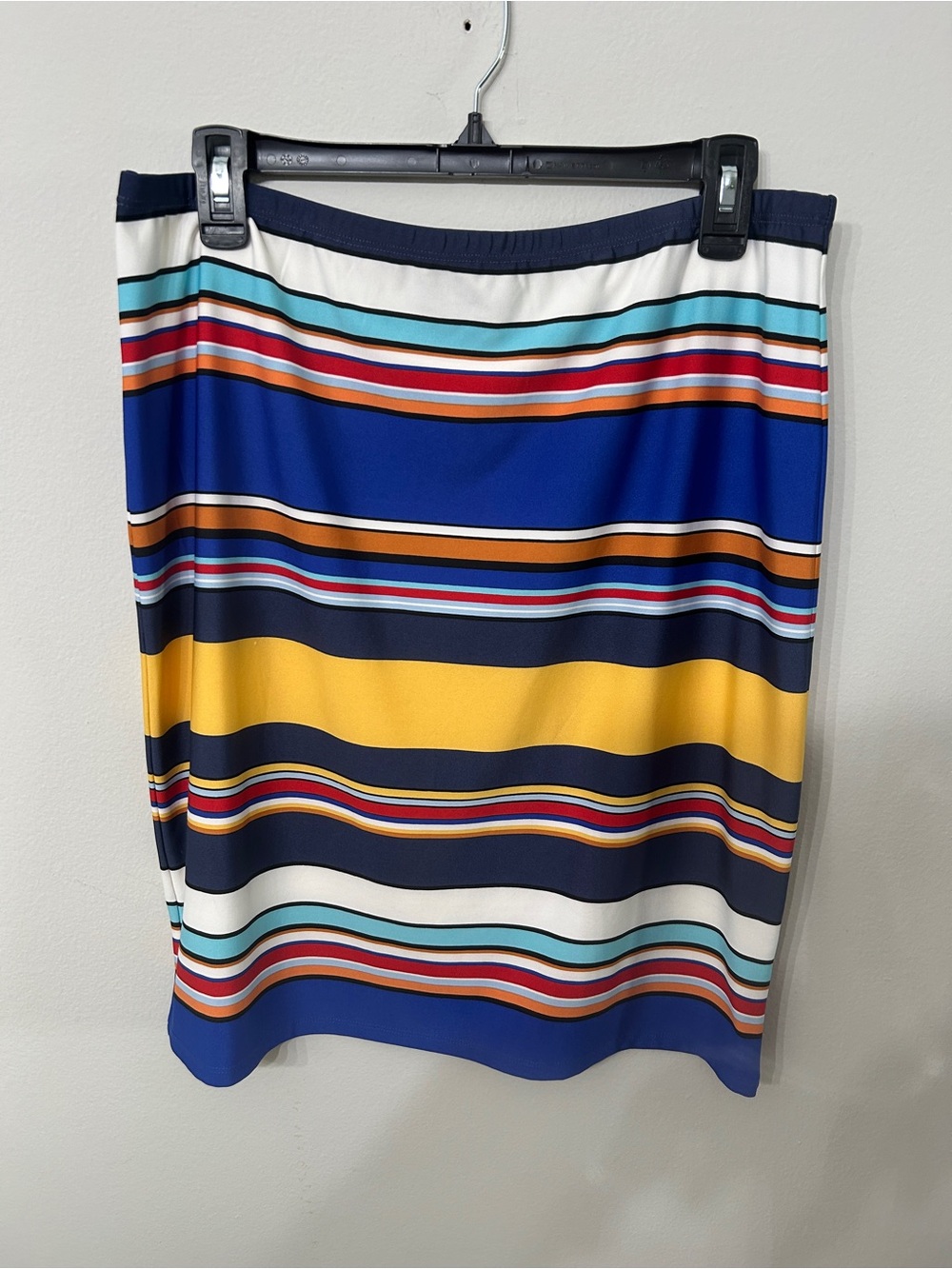 Women’s Melissa Paige Petite Striped Skirt PL Blue Yellow Multicolor Pull On